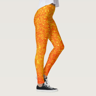 Orange Pumpkin Glitter Pattern Halloween Leggings