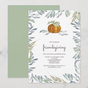 Orange Pumpkin Greenery Friendsgiving Invitation