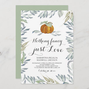 Orange Pumpkin Greenery Nothing Fancy Love Invitation