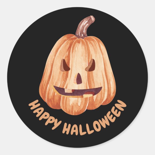 Orange Pumpkin Halloween  Classic Round Sticker (Front)