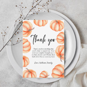 Orange Pumpkin Halloween Fall Baby Shower  Thank You Card