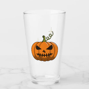Orange Pumpkin Halloween Glass Cup
