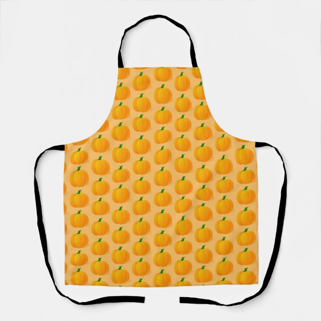 Orange Pumpkin Halloween Pattern Apron (Front)
