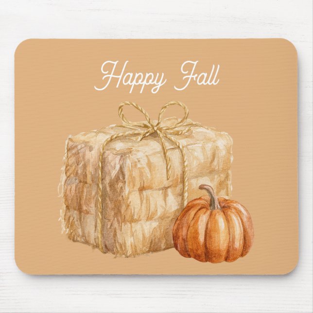 Orange Pumpkin Hay Mouse Mat (Front)