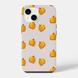 Orange pumpkin head pattern iPhone 14 case