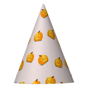 Orange pumpkin head pattern party hat