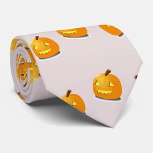 Orange pumpkin head pattern tie