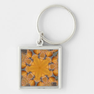 Orange Pumpkin Kaleidoscope Modern Key Ring
