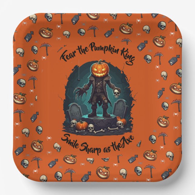 🎃 Orange Pumpkin King Halloween Plate 🧡 (Front)