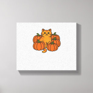 Orange Pumpkin Kitty Cat Magic Oversized T-Shirt Canvas Print
