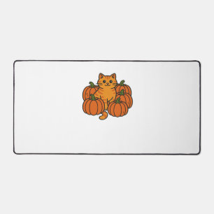 Orange Pumpkin Kitty Cat Magic Oversized T-Shirt Desk Mat