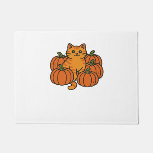 Orange Pumpkin Kitty Cat Magic Oversized T-Shirt Doormat