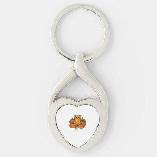 Orange Pumpkin Kitty Cat Magic Oversized T-Shirt Key Ring