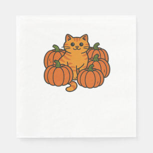 Orange Pumpkin Kitty Cat Magic Oversized T-Shirt Napkin