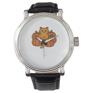 Orange Pumpkin Kitty Cat Magic Oversized T-Shirt Watch