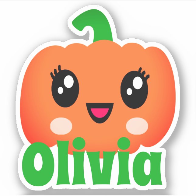 Orange Pumpkin Name Sticker (Front)