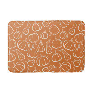 Orange Pumpkin Pattern Fall Autumn Halloween Decor Bath Mat