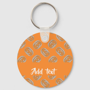 Orange pumpkin pattern key ring