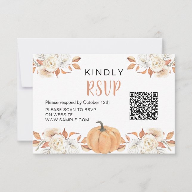 Orange Pumpkin Rustic 1st Birthday Rsvp Card (Front)