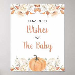 Orange Pumpkin Rustic Floral Wishes for Baby Sign