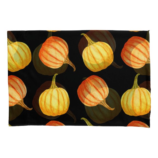 Orange Pumpkin: Seamless Watercolor Pattern. Pillowcase (Front)