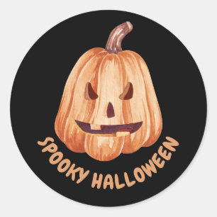 Orange Pumpkin Spooky Halloween  Classic Round Sticker