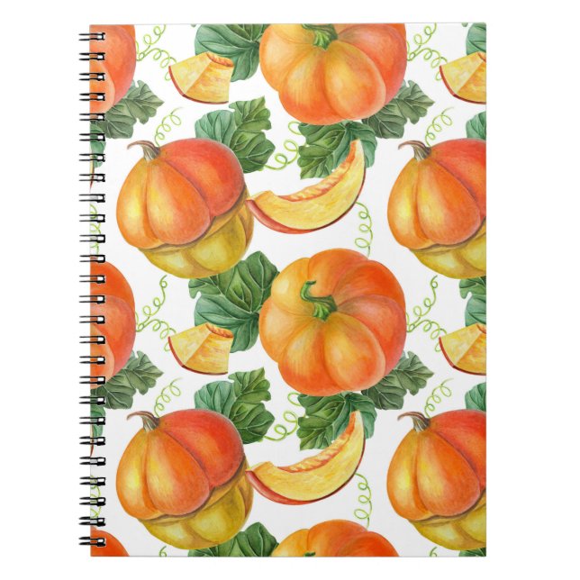 Orange Pumpkin: Summer-Autumn Vegetable Pattern. Notebook (Front)