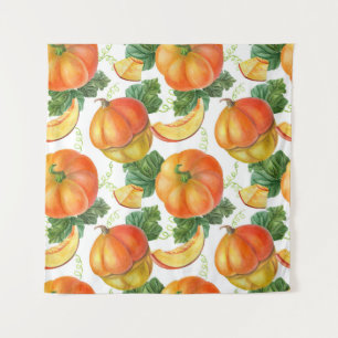 Orange Pumpkin: Summer-Autumn Vegetable Pattern. Tapestry