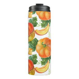 Orange Pumpkin: Summer-Autumn Vegetable Pattern. Thermal Tumbler