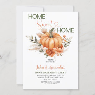 Orange Pumpkin Sweet Home Boho Housewarming Party Invitation