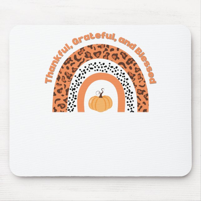 Orange pumpkin thankful mouse pad, desk mat mouse mat (Front)