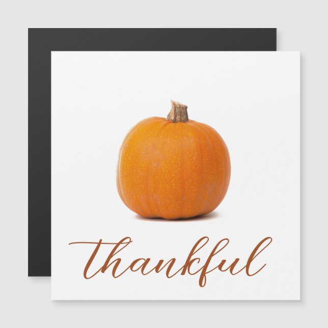 Orange Pumpkin Thankful White Magnetic Card (Front/Back)