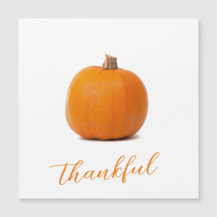 Orange Pumpkin Thankful White Magnetic Card