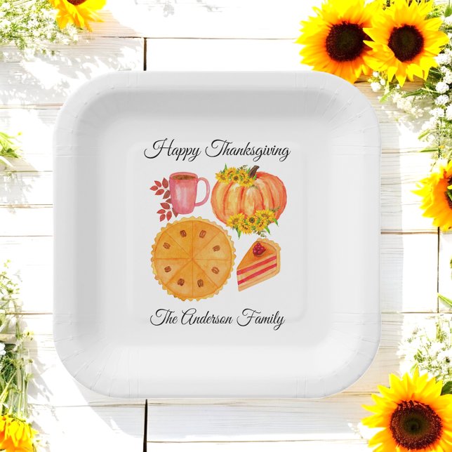 Orange Pumpkin Thanksgiving Spice Latte Paper Plate (Creator Uploaded)