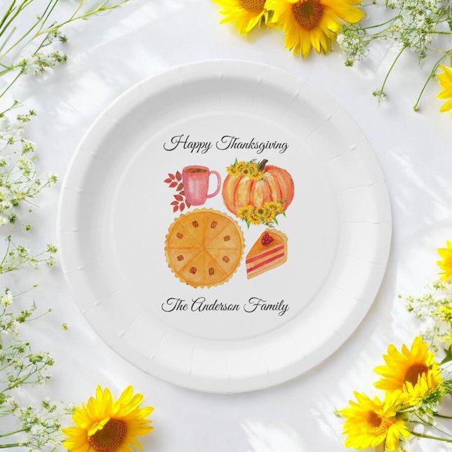 Orange Pumpkin Thanksgiving Spice Latte  Paper Plate (Creator Uploaded)