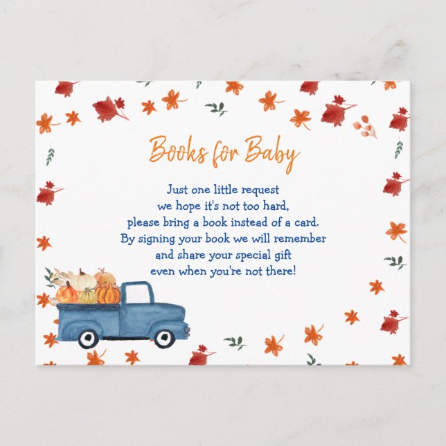 Orange Pumpkin Truck Baby Books insert card (Front)