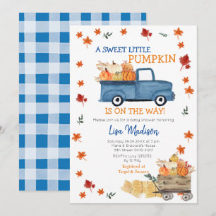 Orange Pumpkin Truck Baby Shower Girl Invitation