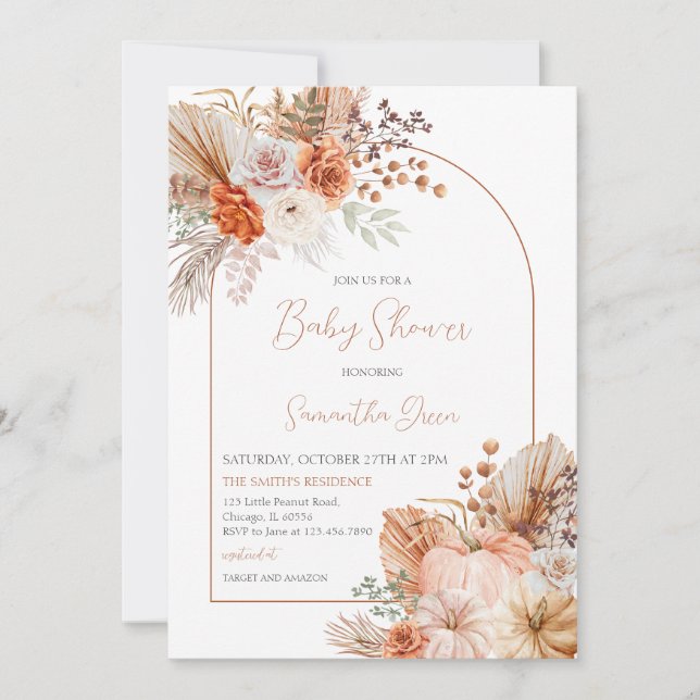 Orange Pumpkin Truck Baby Shower Invitation (Front)