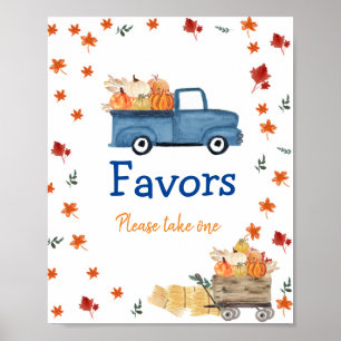 Orange Pumpkin Vintage Truck Watercolor Favour Sig Poster