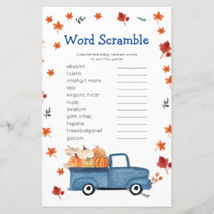 Orange Pumpkin Vintage Truck Word Scramble Game