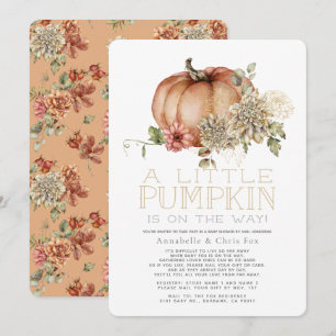 Orange Pumpkin & White Dahlia Baby Shower by Mail Invitation