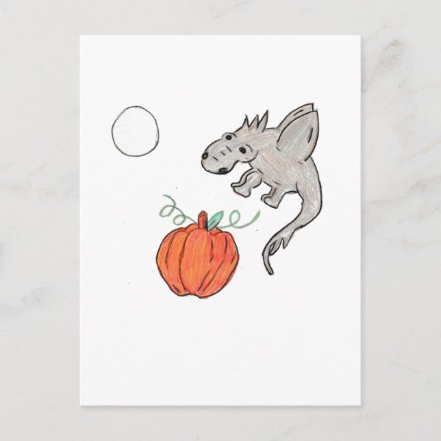 Orange Pumpkin with Dragon  Postcard (Front)