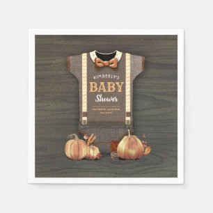 Orange Pumpkins and Bodysuit Fall Baby Shower Napkin