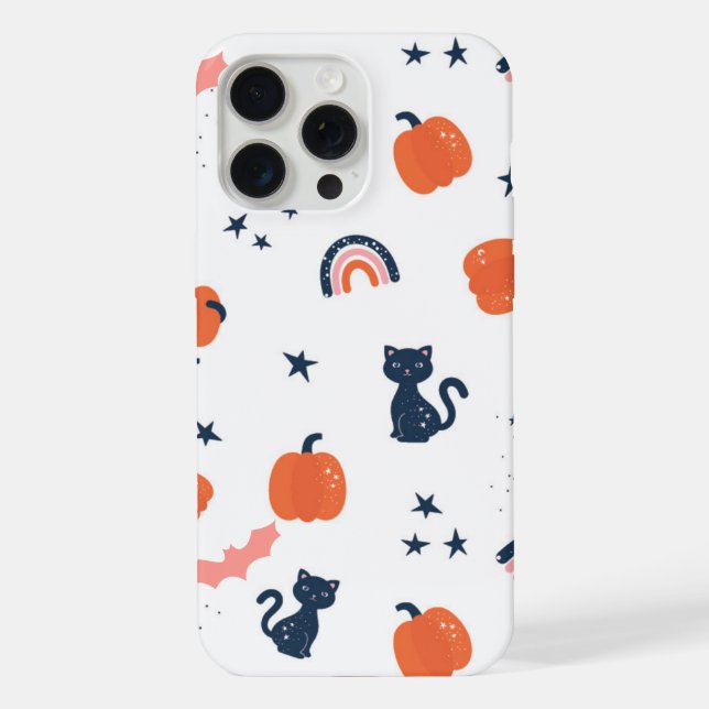 Orange pumpkins and cats Halloween  iPhone Case (Back)