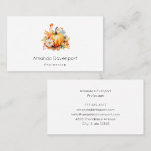 Orange Pumpkins and Flowers Autumn Business Card