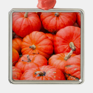 Orange pumpkins at market, Germany Metal Tree Decoration