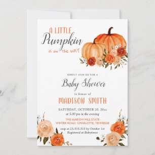 Orange Pumpkins Autumn Baby Shower Invitation