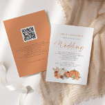 Orange Pumpkins Autumn Florals QR Code Wedding Inv Invitation<br><div class="desc">Orange Pumpkins Autumn Florals QR Code Wedding. Add your QR code to your wedding website on the back makes this a convenient option for your guests to RSVP and see all the details without the need for separate RSVP and details cards. Wedding is in an elegant set script and easily...</div>
