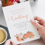Orange Pumpkins Autumn Florals Wedding Invitation<br><div class="desc">Orange Pumpkins Autumn Florals Wedding. Wedding is in an elegant set script and easily personalise the rest of the text. Orange and cream pumpkins with florals in the colors of fall are at the bottom for an autumnal feel.</div>