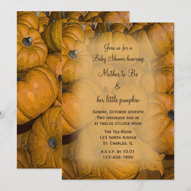 Orange Pumpkins Baby Shower Invitation (Front/Back)